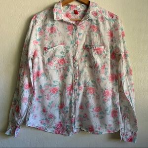 DIVIDED FLORAL BUTTON DOWN SHIRT
